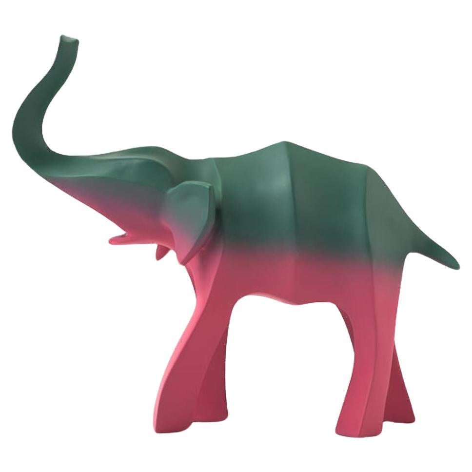 Modern Gradient Fiberglass Saluting Elephant Sculpture by Kunaal Kyhaan For Sale