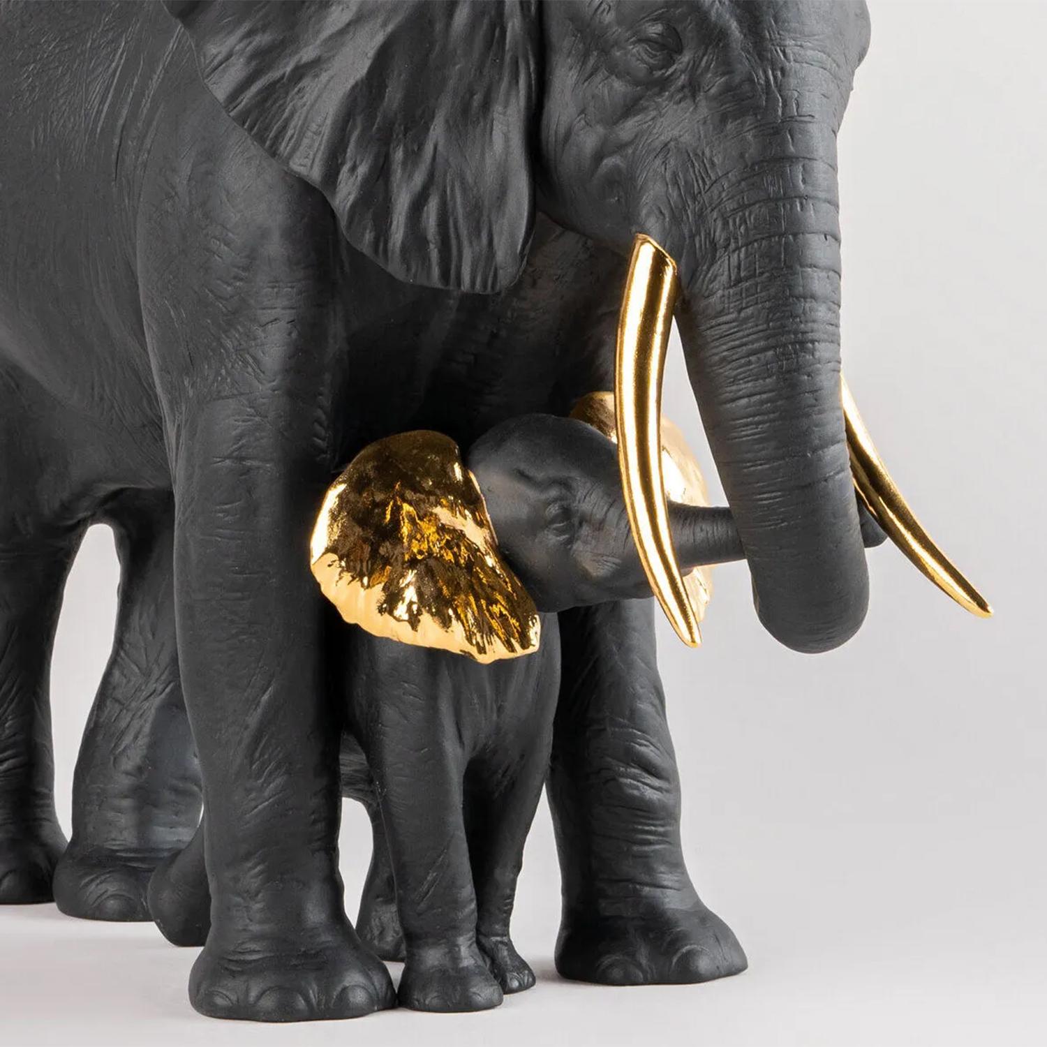 Contemporary Elephants Black Sculpture For Sale