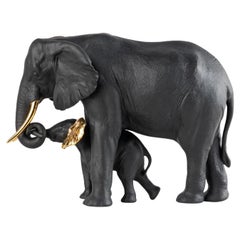Sculpture d'éléphants noirs 