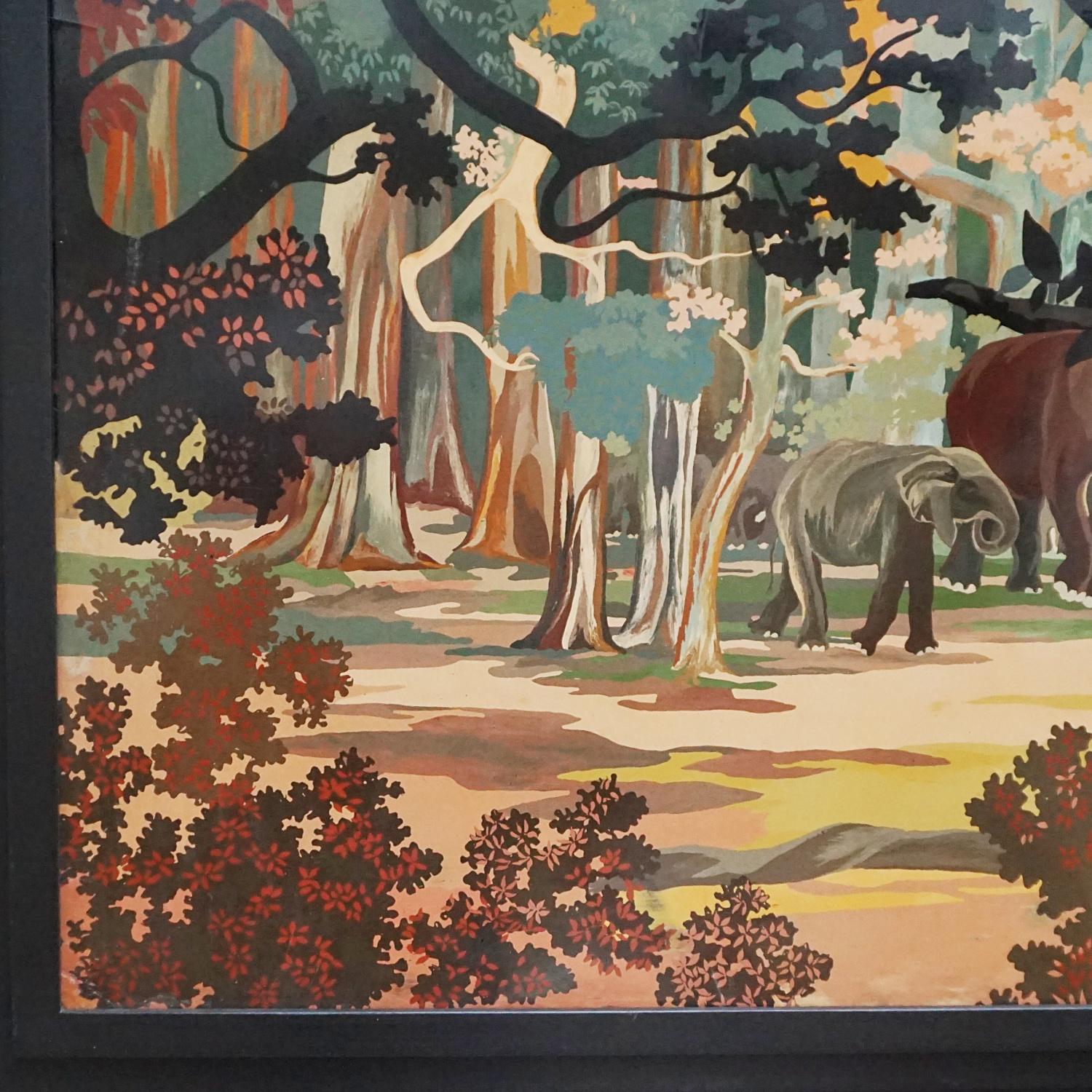 'Elephants in the Forest' a Mid-Century Lacquer on Panel by Lė Thy Vietnamese In Good Condition In Forest Row, East Sussex