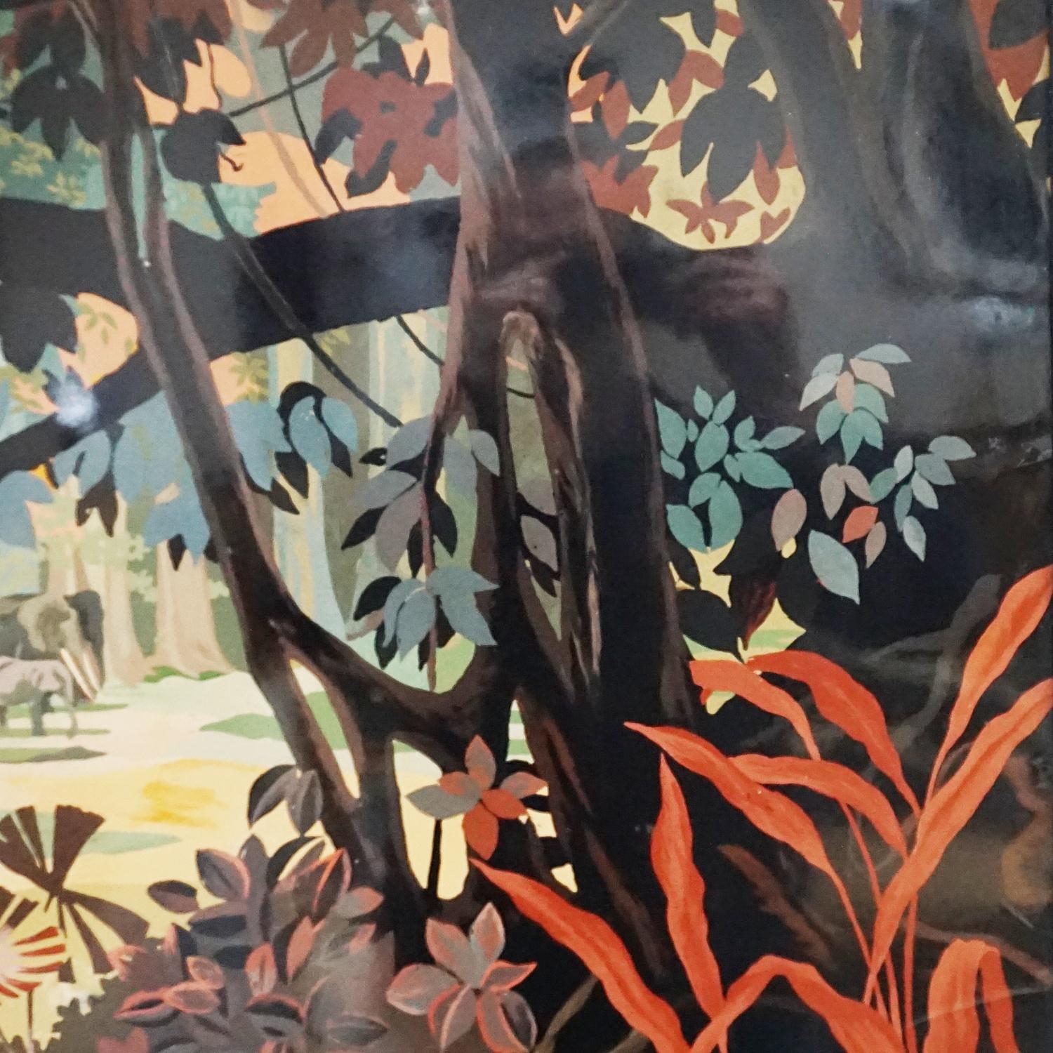 'Elephants in the Forest' a Mid-Century Lacquer on Panel by Lė Thy Vietnamese 2