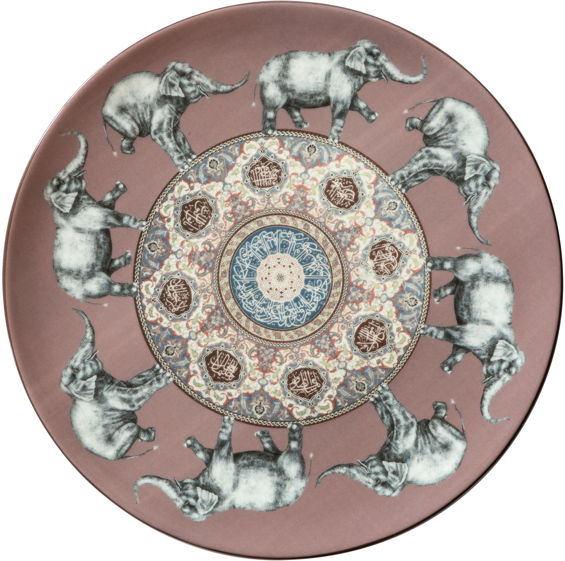Elephants Porcelain Plate by Vito Nesta for Les-Ottomans