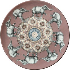 Antique Elephants Porcelain Plate by Vito Nesta for Les-Ottomans