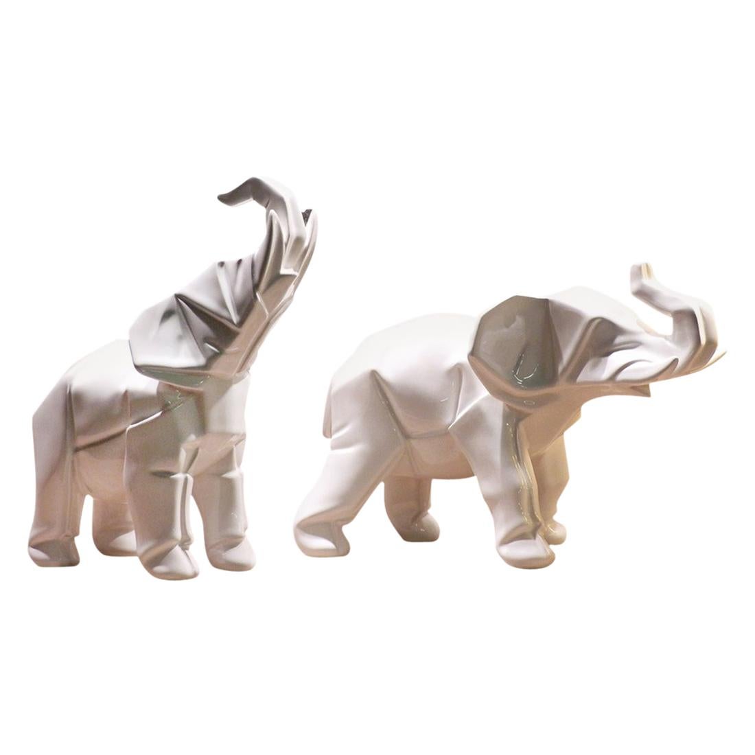 Set aus 2 Skulpturen, Elefanten