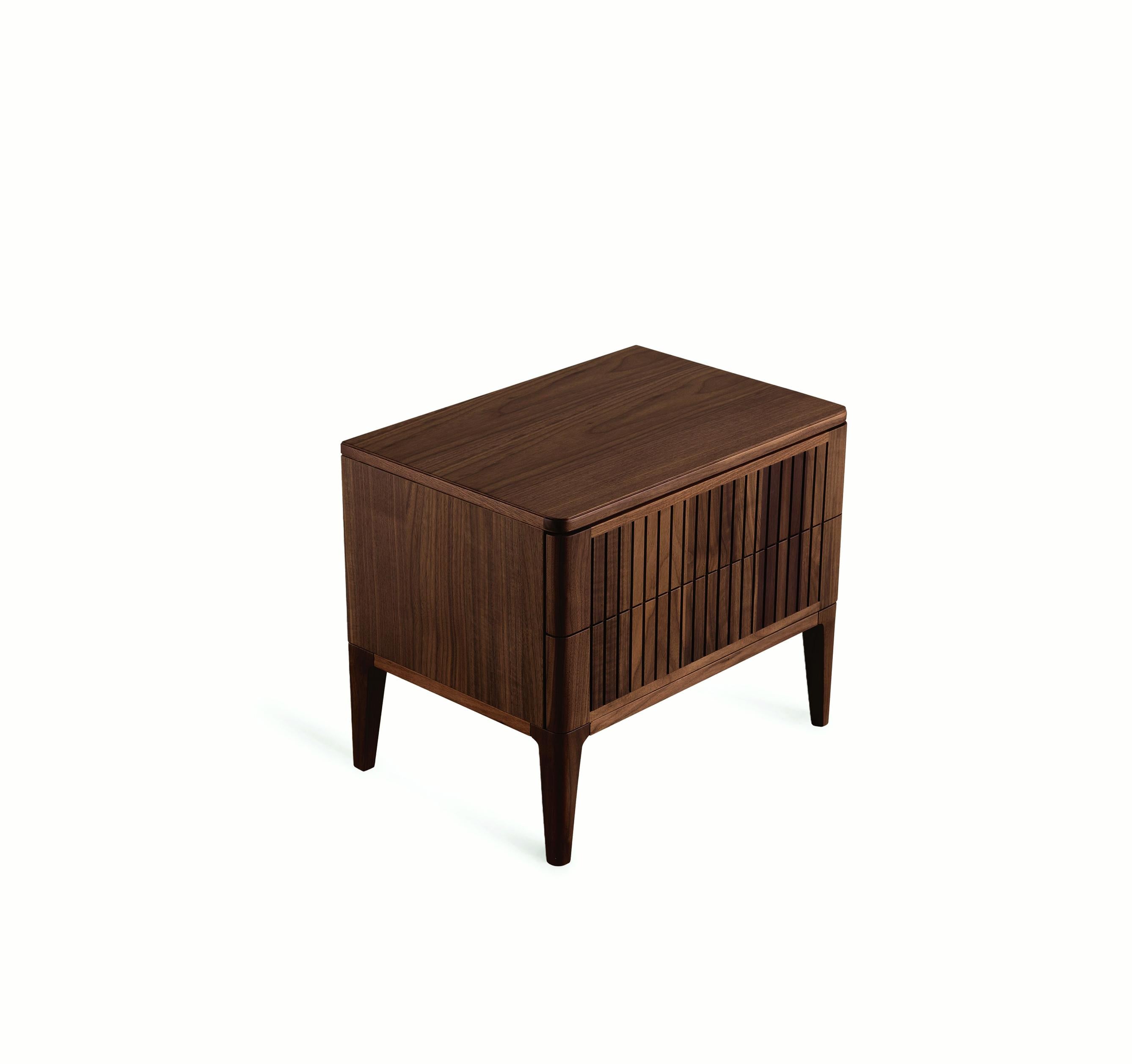 Modern Eleva Solid Wood Bedside table, Walnut in Hand-Made Natural Finish, Contemporary For Sale