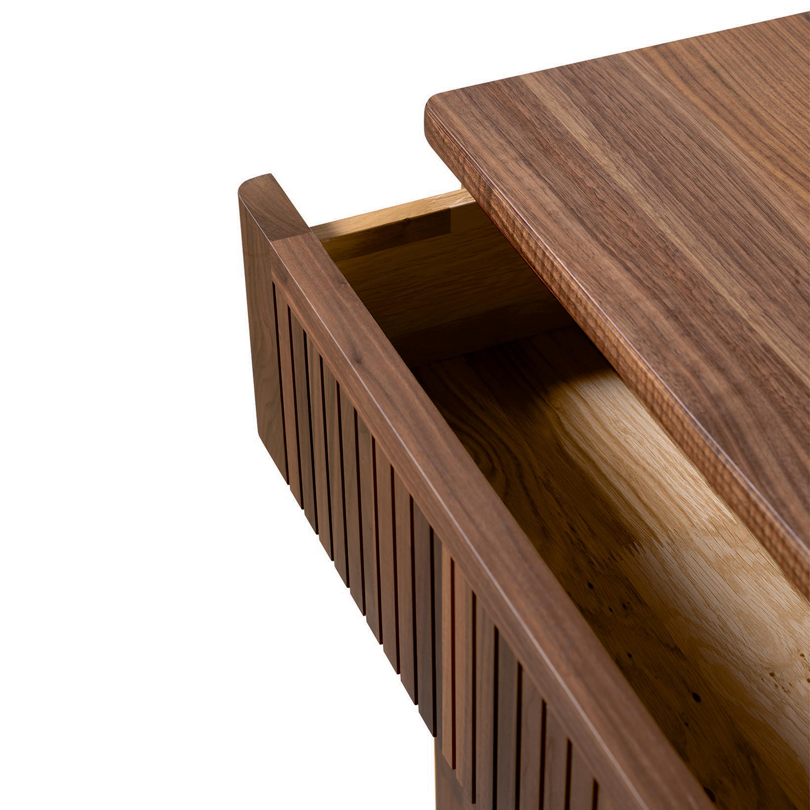 Italian Eleva Solid Wood Bedside table, Walnut in Hand-Made Natural Finish, Contemporary For Sale