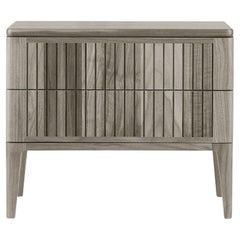 Eleva Solid Wood Bedside table, Walnut in Natural Grey Finish, Contemporary