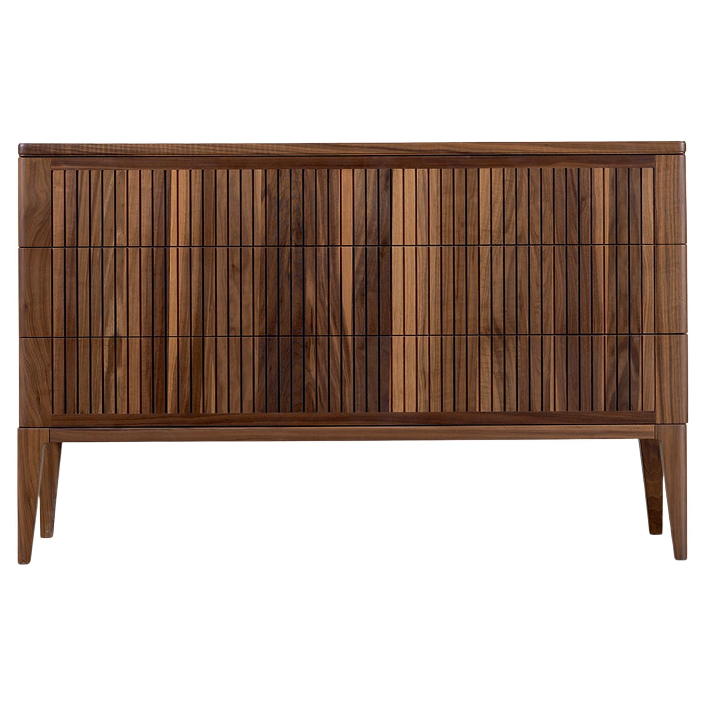 Eleva Solid Wood Dresser, Walnut in Hand-Made Natural Finish, Contemporary For Sale