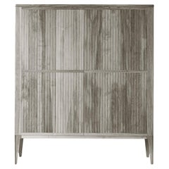 Eleva Solid Wood Sideboard, Walnut in Natural Grey Finish, Contemporary