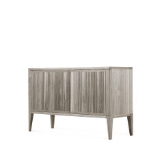 Eleva Solid Wood Sideboard, Walnut in Natural Grey Finish, Contemporary