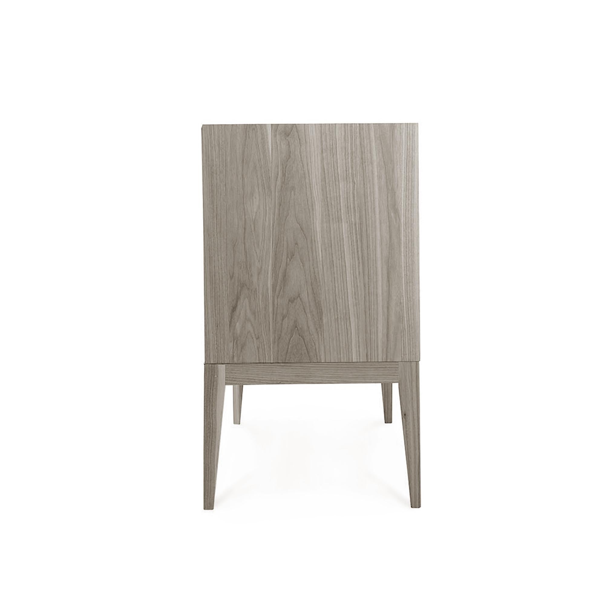 Modern Eleva Solid Wood Sideboard, Walnut in Natural Grey Finish, Contemporary For Sale