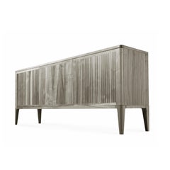 Eleva Solid Wood Sideboard, Walnut in Natural Grey Finish, Contemporary