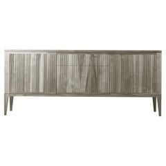 Eleva Solid Wood Sideboard, Walnut in Natural Grey Finish, Contemporary