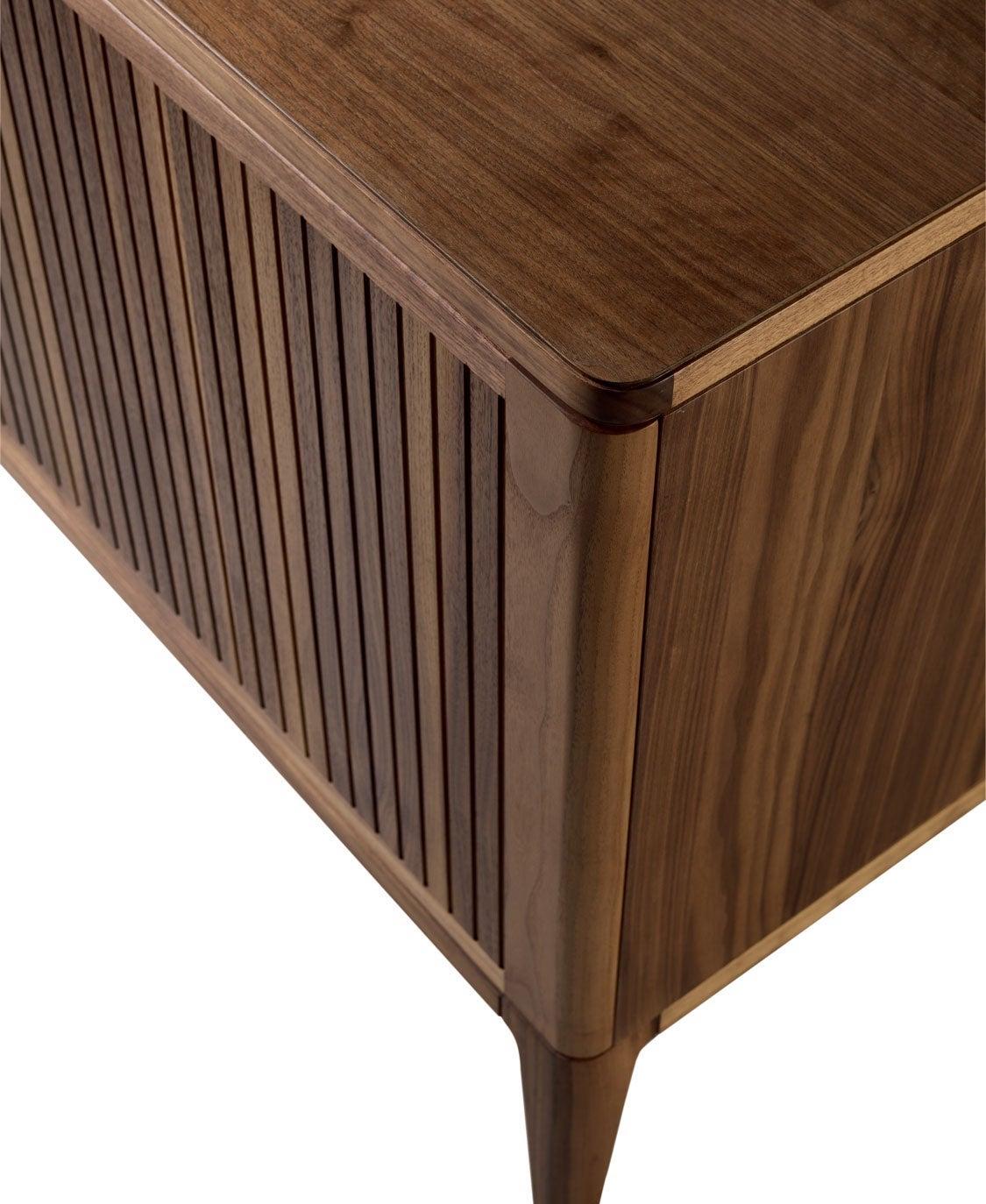 Italian Eleva Solid Wood Sideboard, Walnut in Hand-Made Natural Finish, Contemporary For Sale