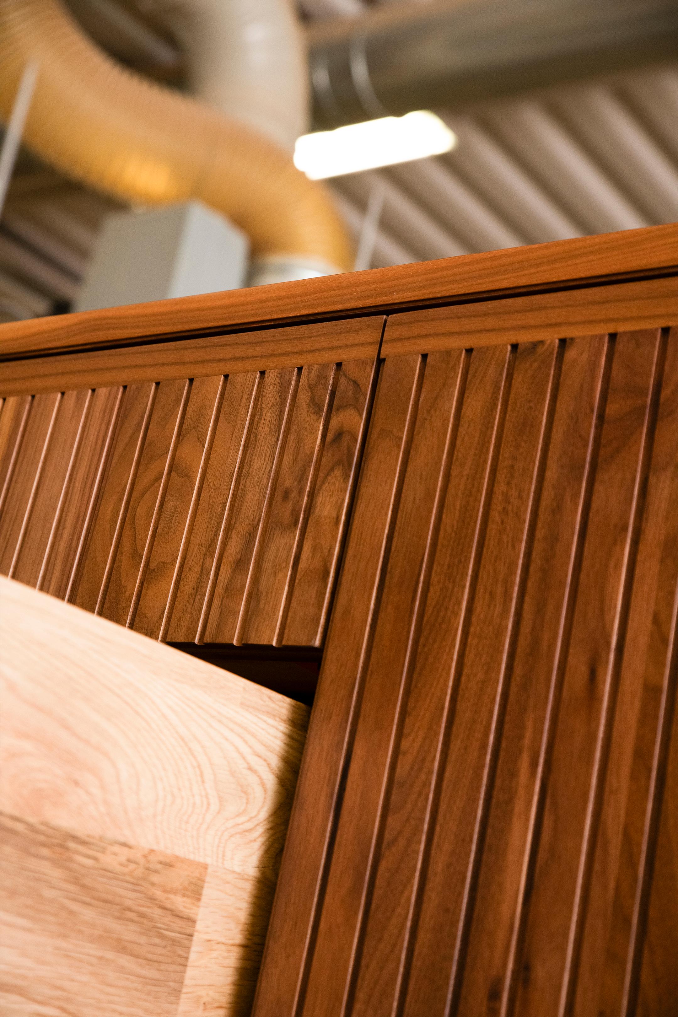 Italian Eleva Solid Wood Sideboard, Walnut in Hand-Made Natural Finish, Contemporary For Sale