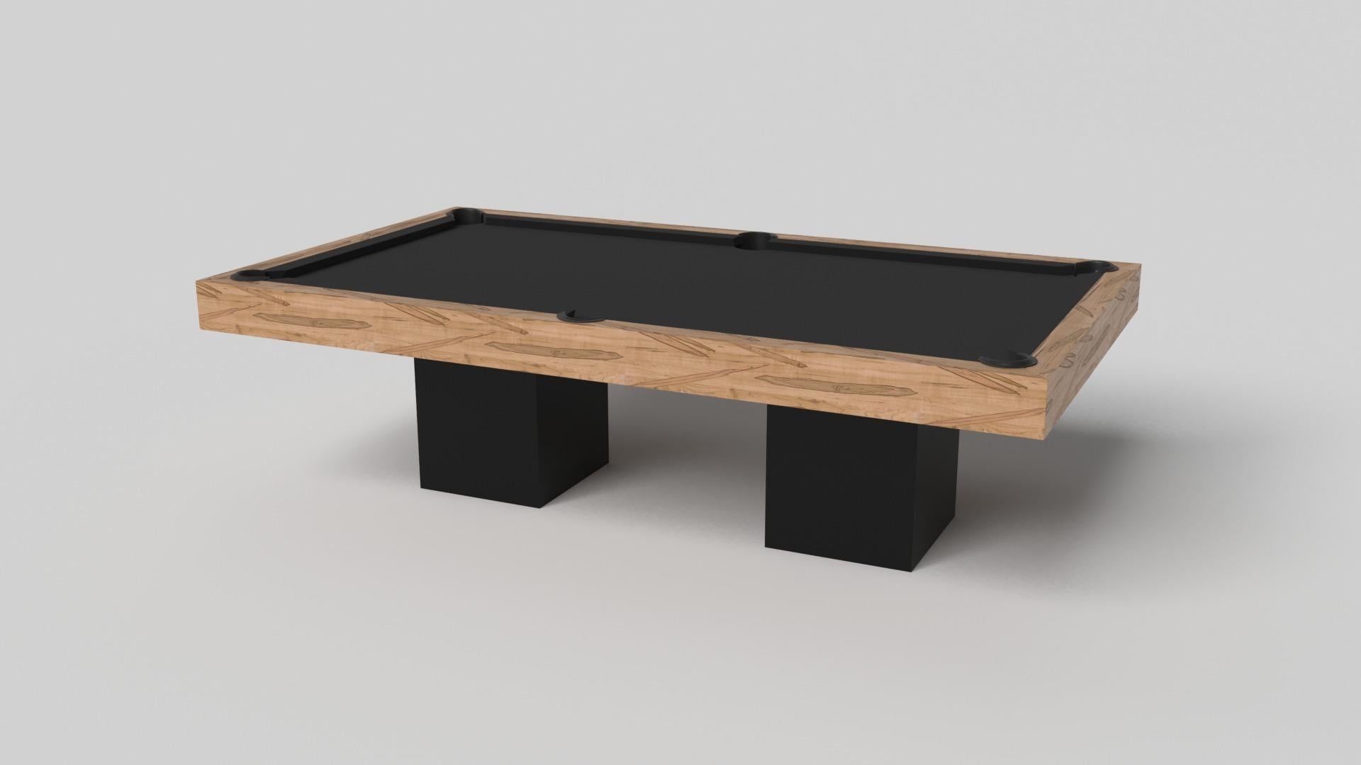 Minimalist design meets opulent elegance in the Trestle pool table. Detailed with a professional surface for endless game play, this contemporary table is expertly crafted. Square block legs give it a stark, geometric look that contributes to its