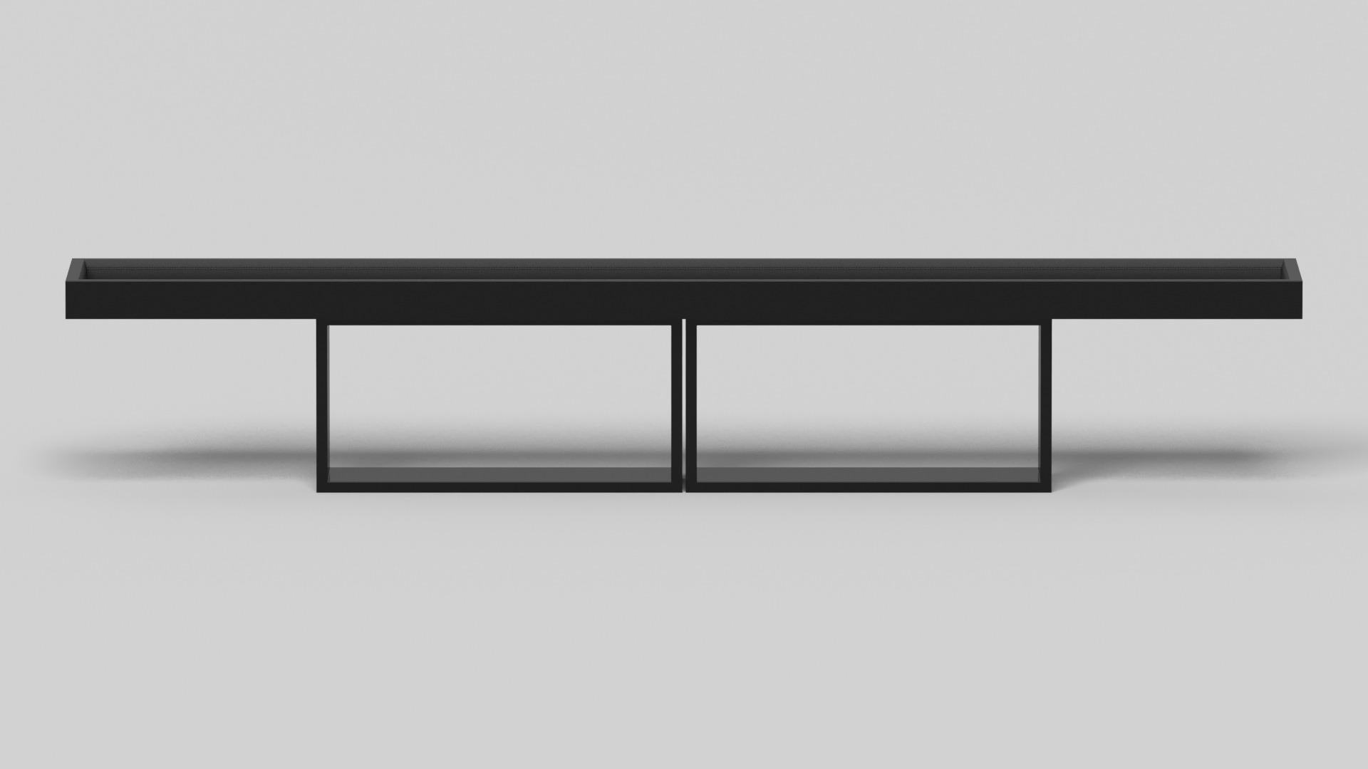 American Elevate Customs Ambrosia Shuffleboard Table/Solid Pantone Black Color in 12'-USA For Sale