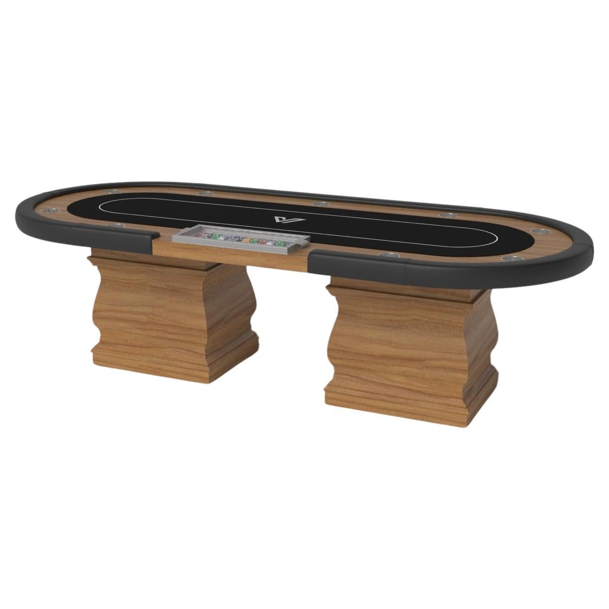 Tables de poker balustres sur mesure / Bois de teck massif de 8'8" - Fabriqué aux États-Unis