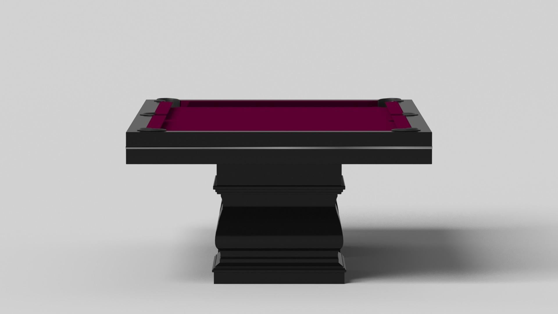 Modern Elevate Customs Baluster Pool Table / Solid Pantone Black in 8.5' - Made in USA For Sale