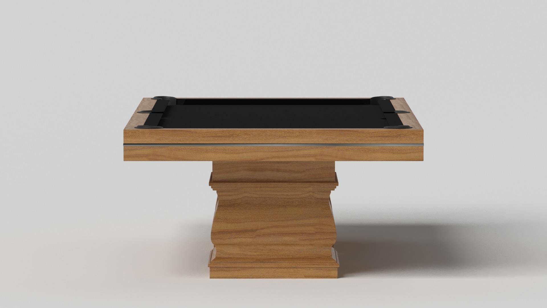 Modern Elevate Customs Baluster Pool Table / Solid Teak Wood in 9' - Made in USA For Sale