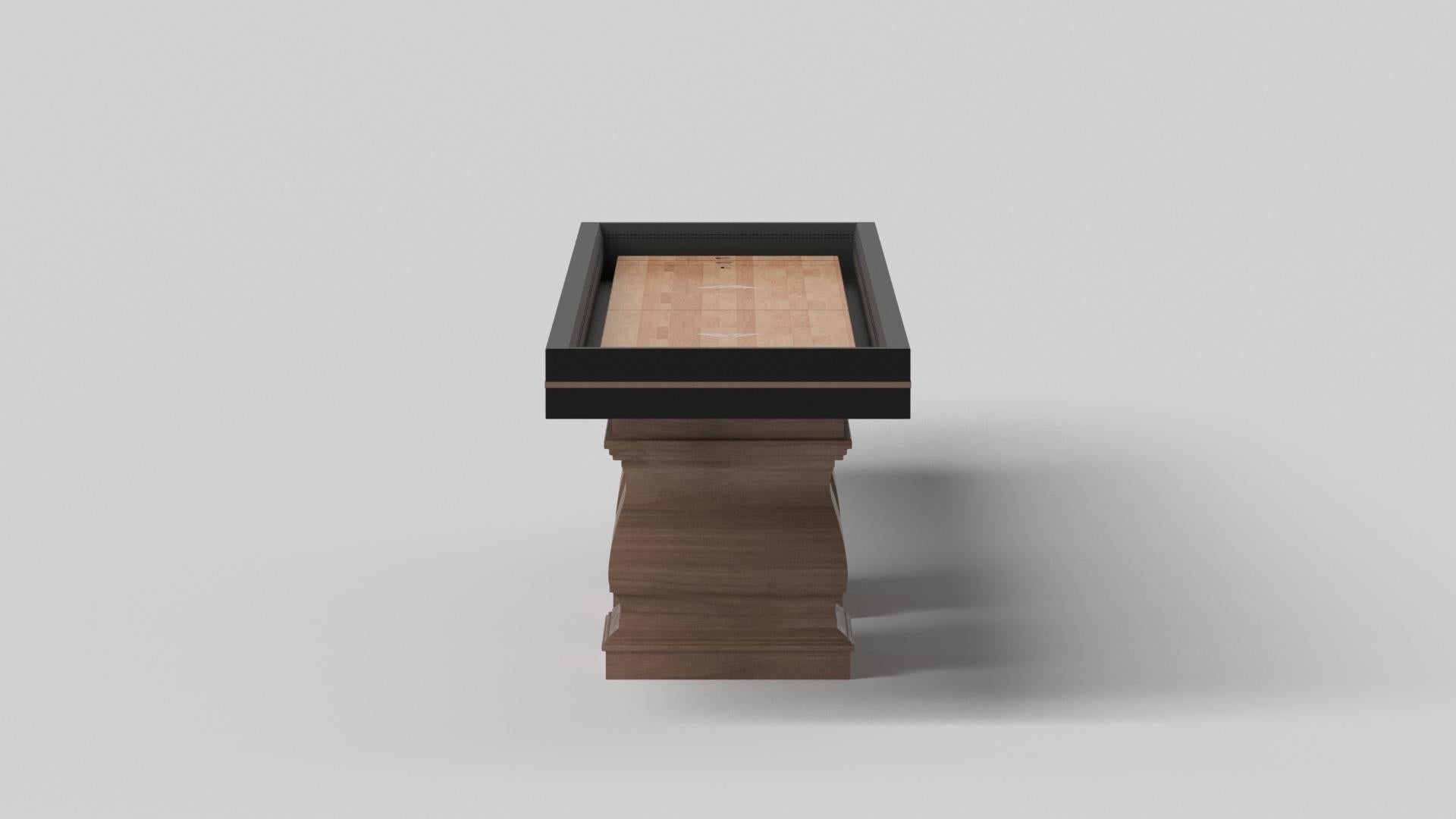 Modern Elevate Customs Baluster Shuffleboard Tables / Solid Walnut Wood in 18' - USA For Sale