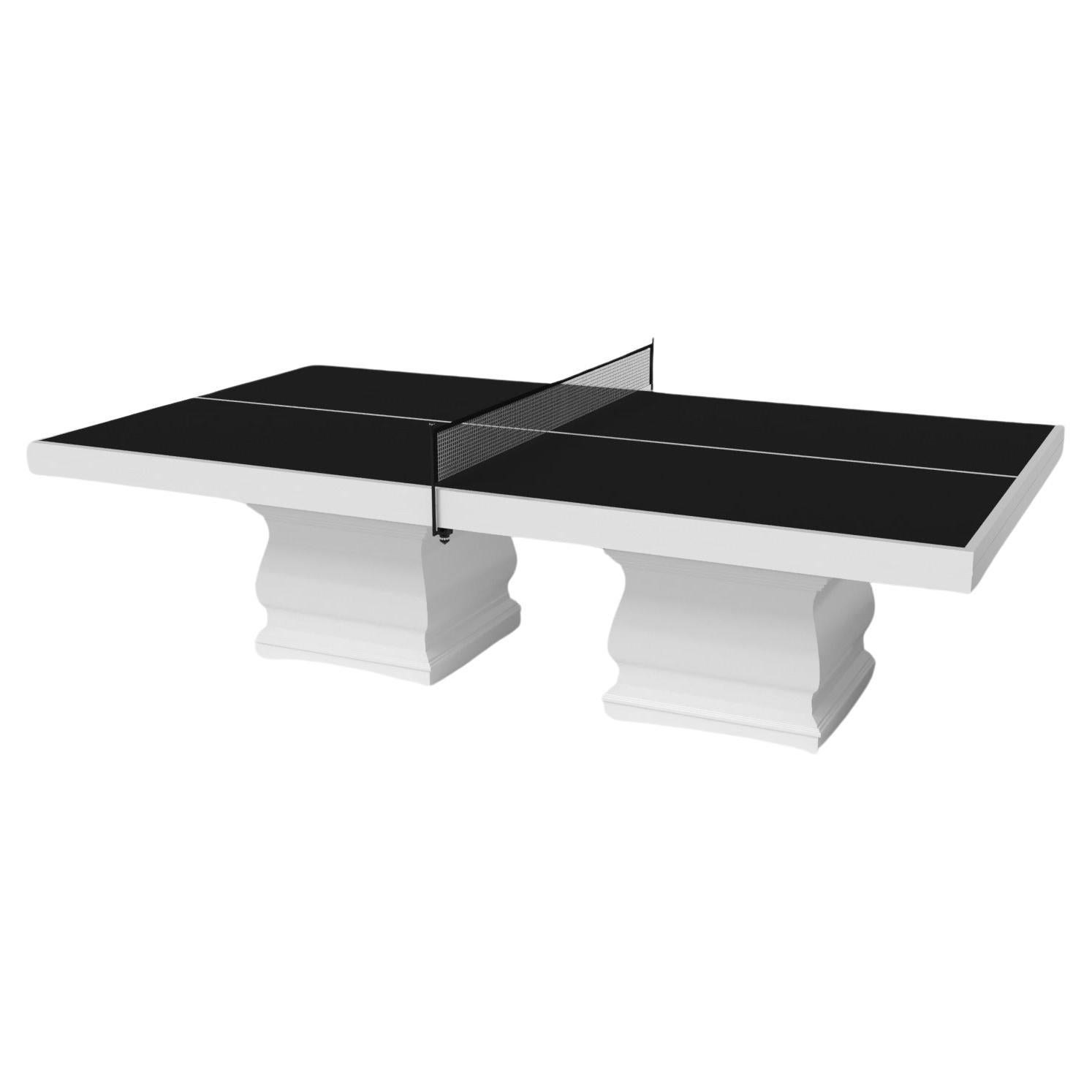 Table de tennis balustre sur mesure / Blanc Pantone massif en 9' - Fabriqué aux États-Unis