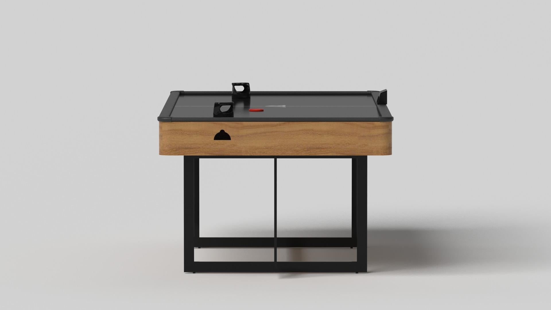 Modern Elevate Customs Beso Air Hockey Tables / Solid Teak Wood in 7' -Made in USA For Sale