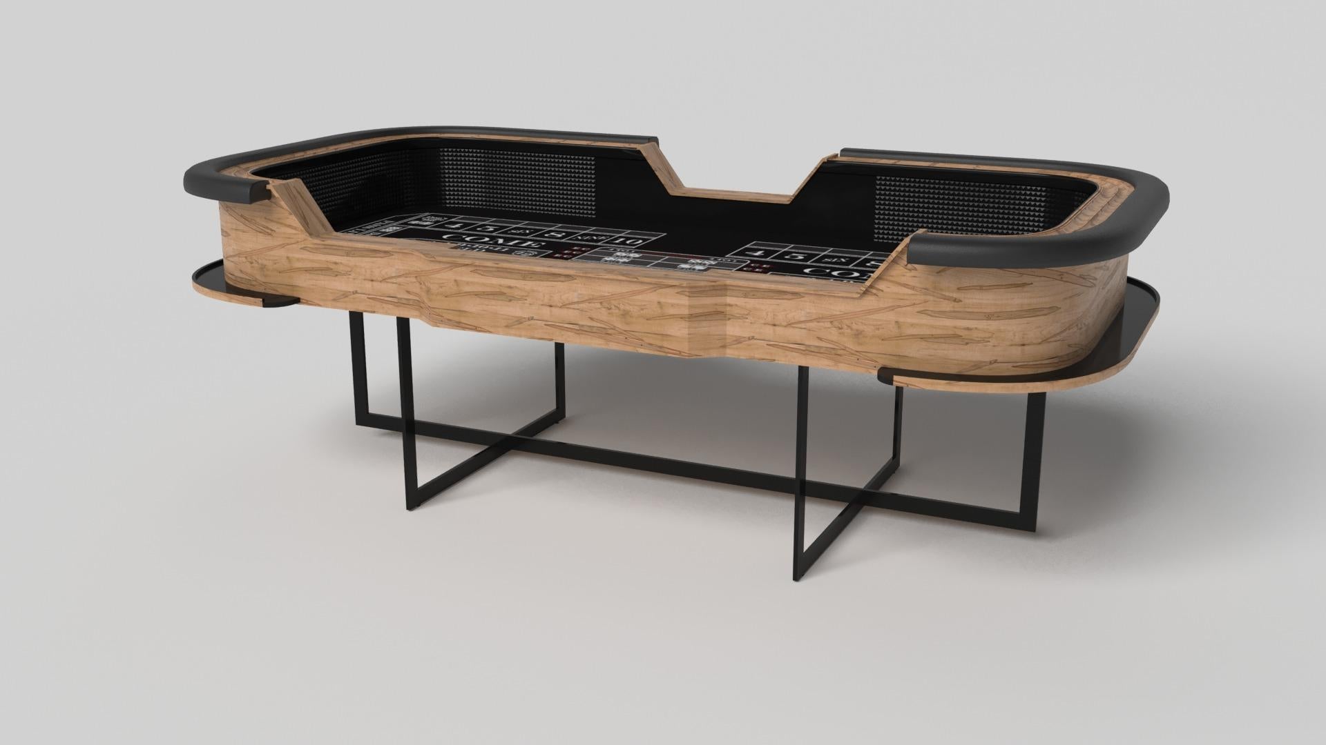 With an open metal foundation, our Beso table is a unique expression of contemporary forms and negative space. This craps table is handcrafted by our master artisans with a rectangle-in-rectangle base that echoes the angles and edges of a regulation