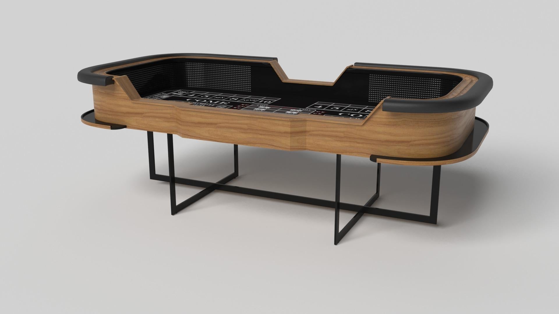 With an open metal foundation, our Beso table is a unique expression of contemporary forms and negative space. This craps table is handcrafted by our master artisans with a rectangle-in-rectangle base that echoes the angles and edges of a regulation
