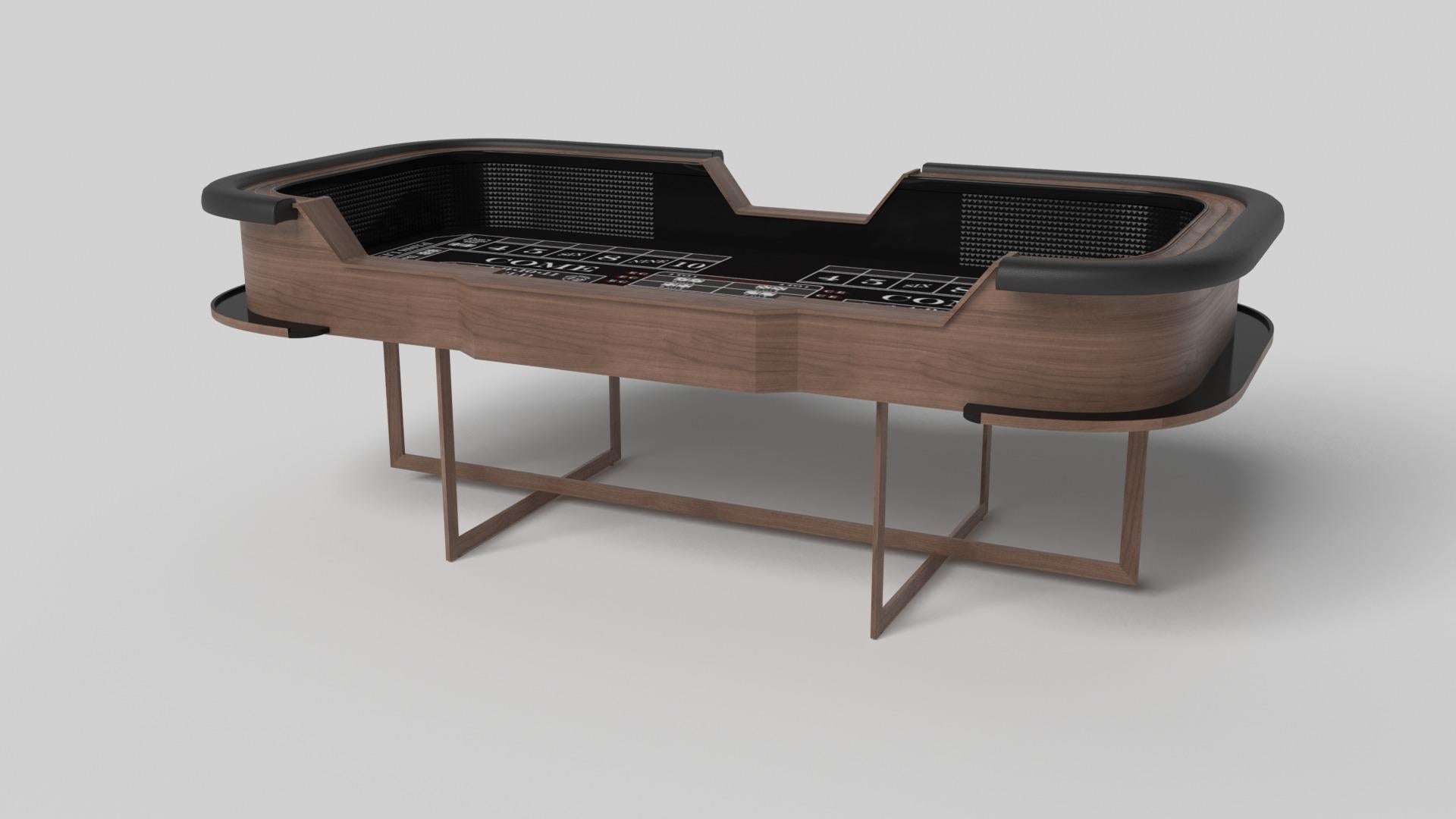 With an open metal foundation, our Beso table is a unique expression of contemporary forms and negative space. This craps table is handcrafted by our master artisans with a rectangle-in-rectangle base that echoes the angles and edges of a regulation