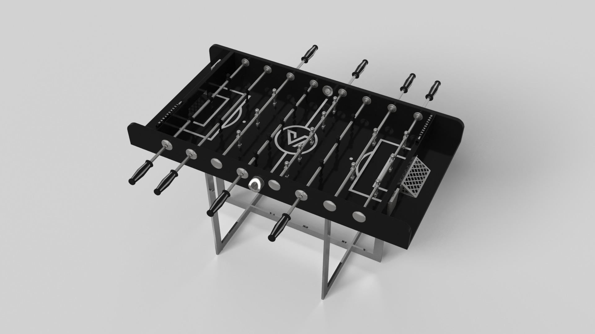 With an open metal foundation, our Beso table is a unique expression of contemporary forms and negative space. This foosball table is handcrafted by our master artisans with a rectangle-in-rectangle base that echoes the angles and edges of a