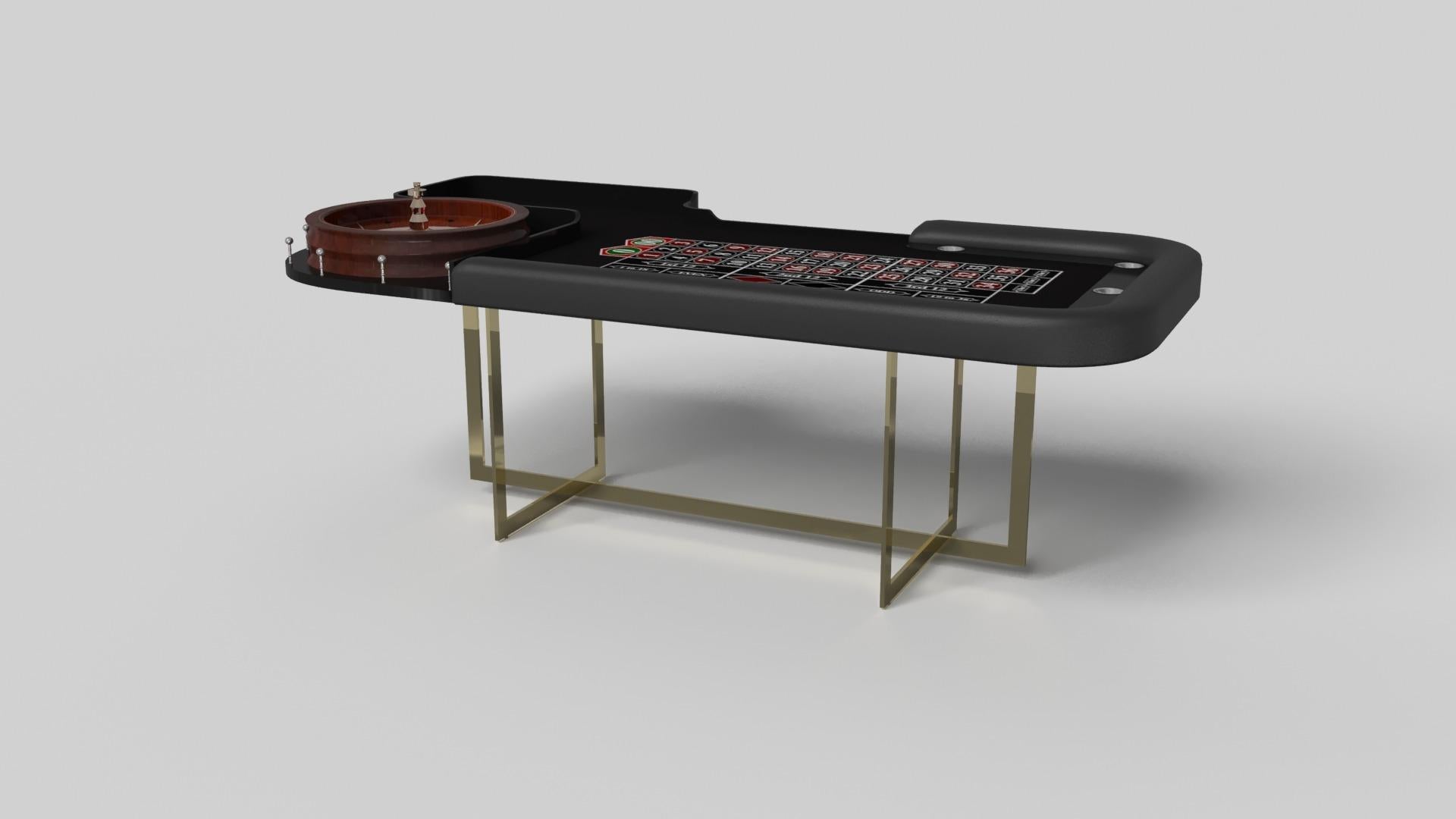 With an open metal foundation, our Beso table is a unique expression of contemporary forms and negative space. This roulette table is handcrafted by our master artisans with a rectangle-in-rectangle base that echoes the angles and edges of a