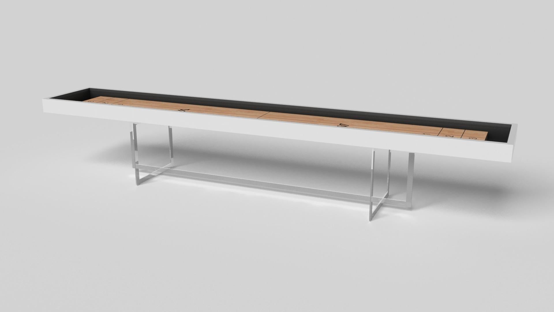 With an open metal foundation, our Beso table is a unique expression of contemporary forms and negative space. This shuffleboard table is handcrafted by our master artisans with a rectangle-in-rectangle base that echoes the angles and edges of a