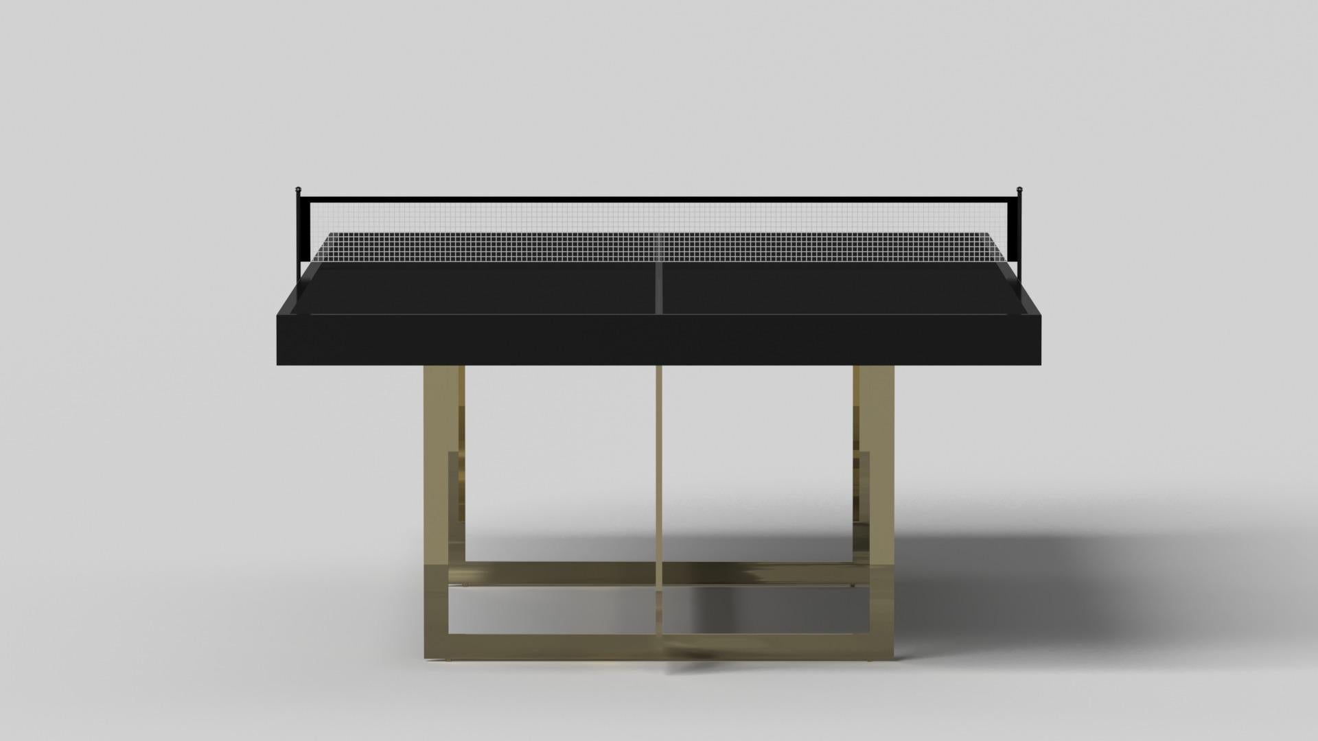 Modern Elevate Customs Beso Tennis Table /Brass Stainless Steel Metal in 9'-Made in USA For Sale