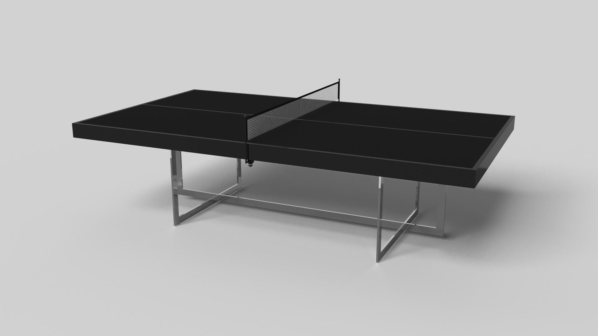 With an open metal foundation, our Beso table is a unique expression of contemporary forms and negative space. This table tennis table is handcrafted by our master artisans with a rectangle-in-rectangle base that echoes the angles and edges of a