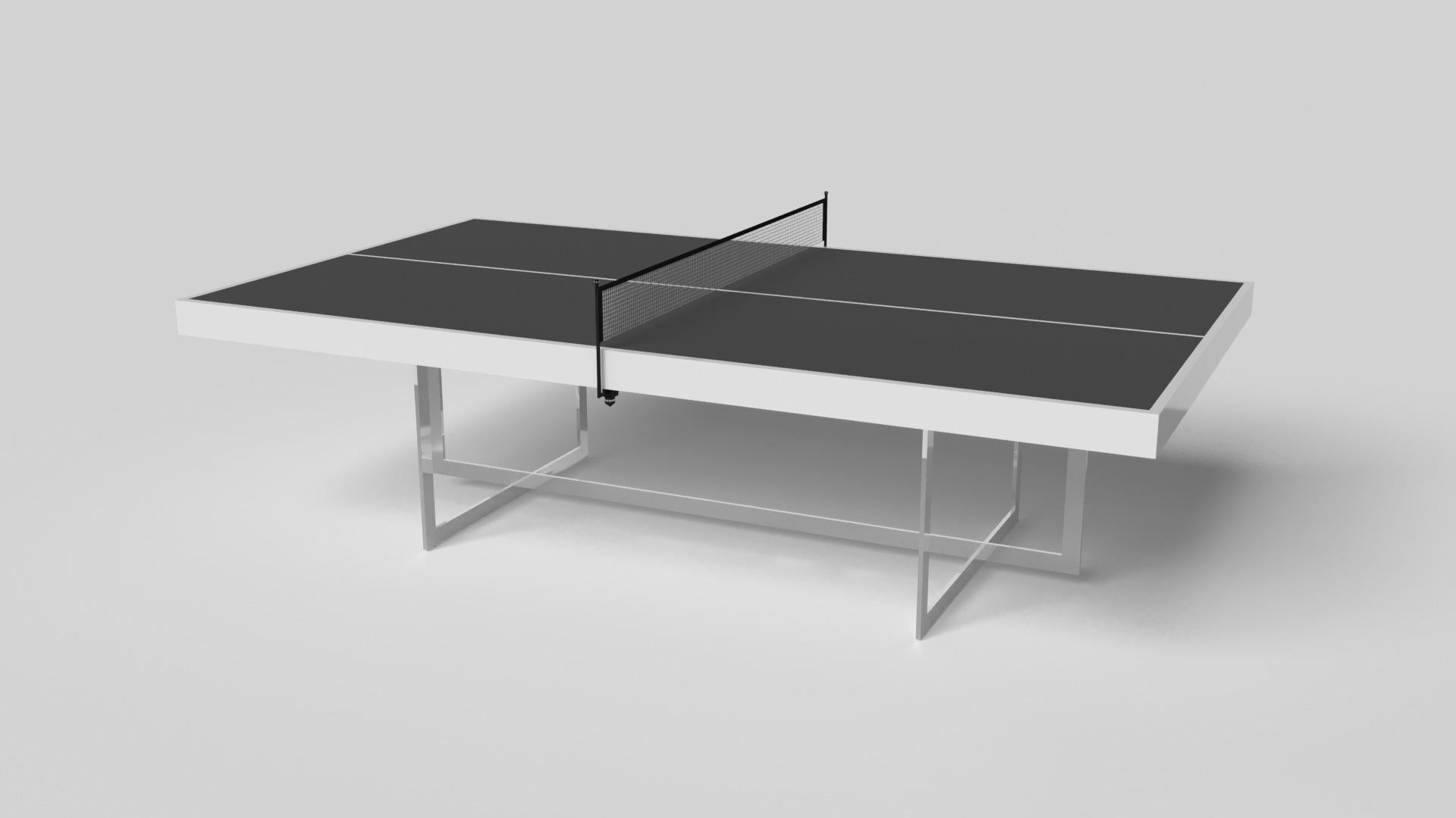 With an open metal foundation, our Beso table is a unique expression of contemporary forms and negative space. This table tennis table is handcrafted by our master artisans with a rectangle-in-rectangle base that echoes the angles and edges of a