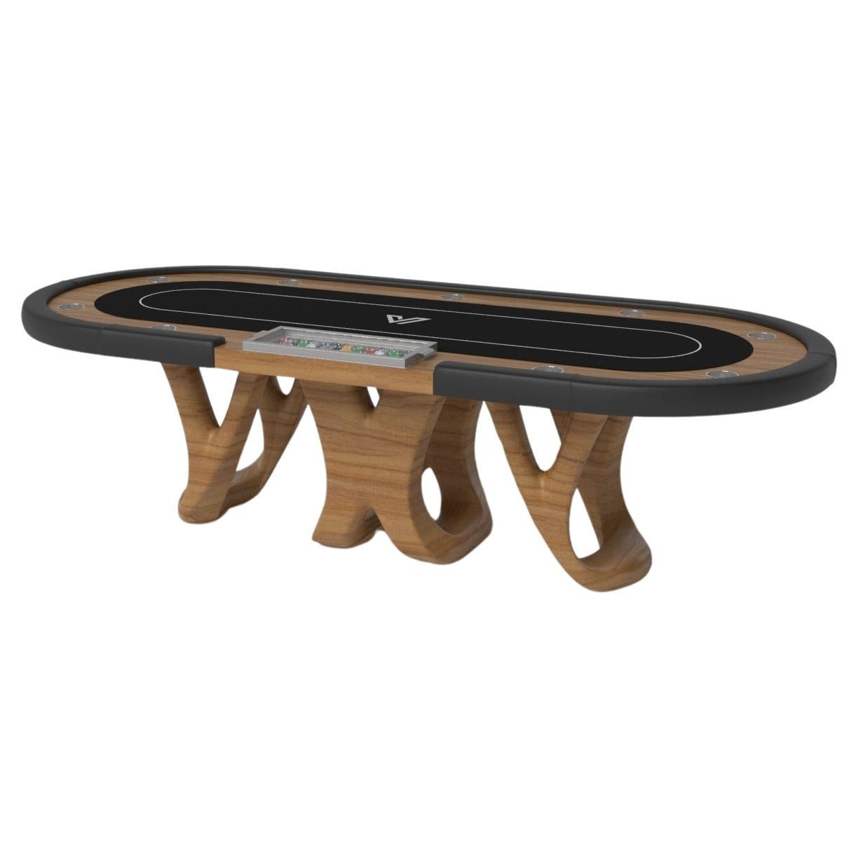 Elevate Customs Draco Poker Tables / Solid Teak Wood in 8'8" - Made in USA For Sale