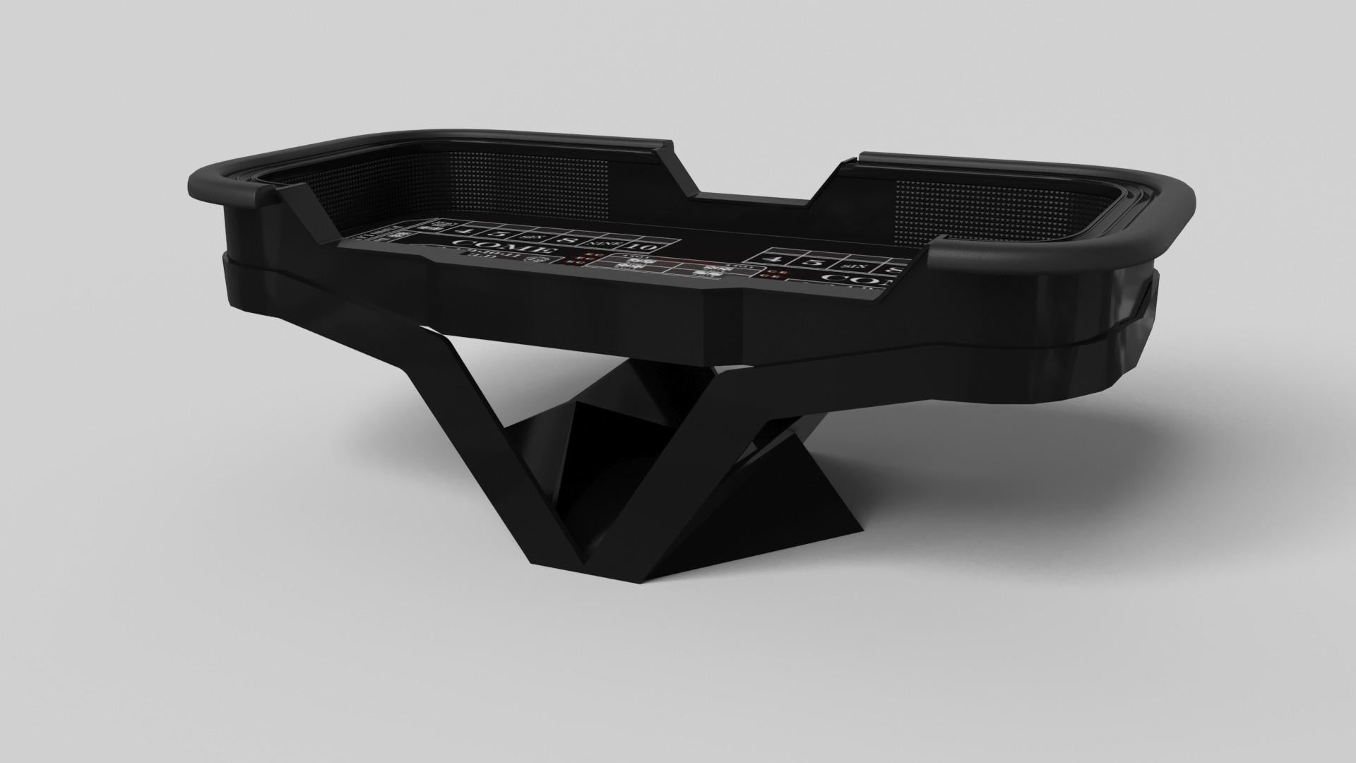 La table de craps Enzo s'inspire des angles aérodynamiques des véhicules européens haut de gamme. Conçue avec des lignes épurées en forme de V et une utilisation réfléchie de l'espace négatif, cette table affiche un esprit énergique tout en