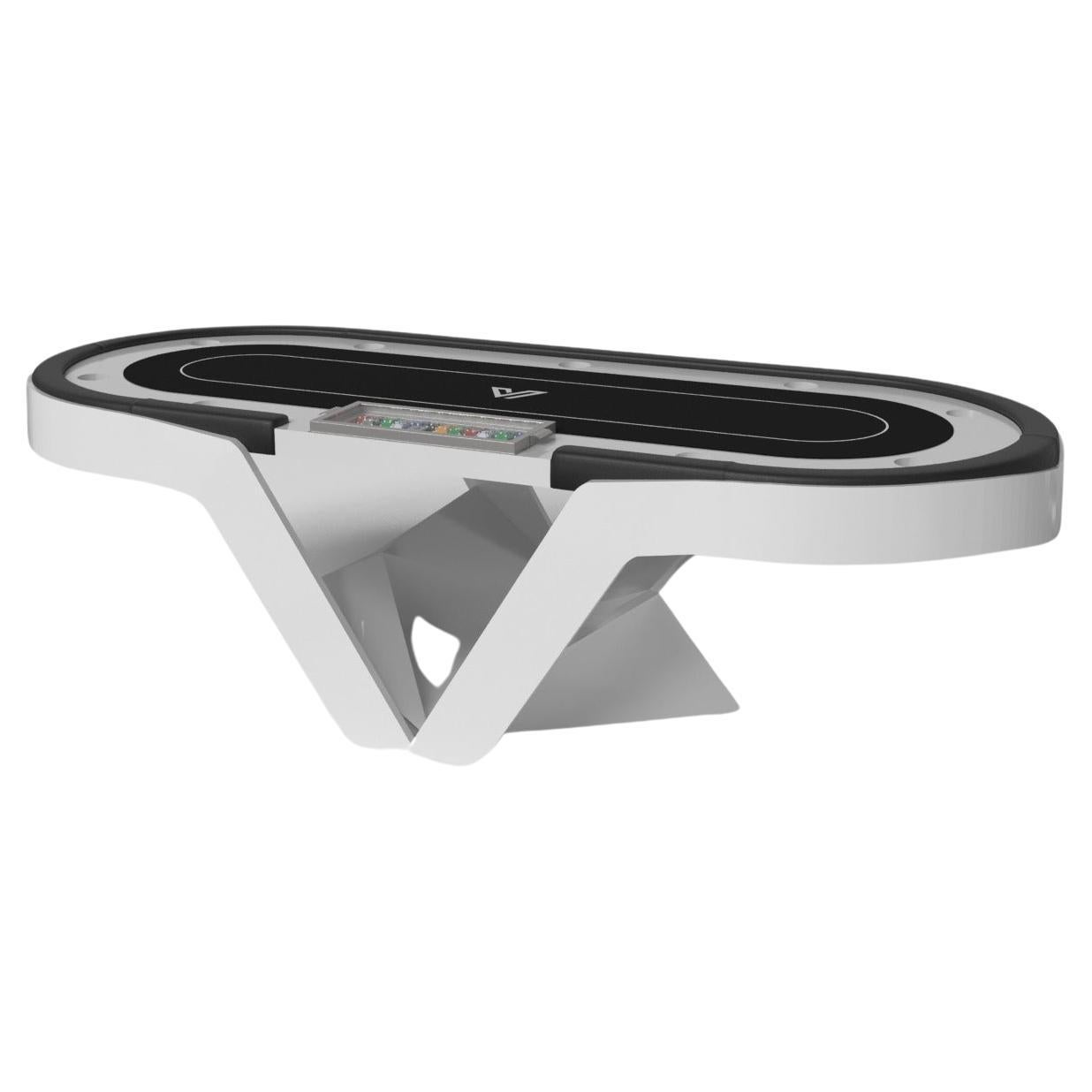 Elevate Customs Enzo Poker Tables / Solid Pantone White Color in 8'8" - USA