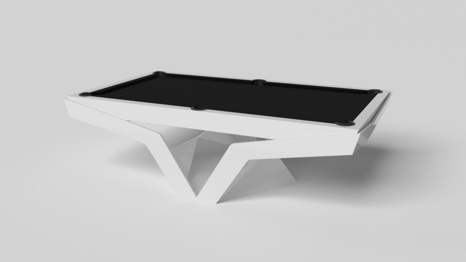 Modern Elevate Customs Enzo Pool Table / Solid Pantone White Color in 8.5' -Made in USA For Sale