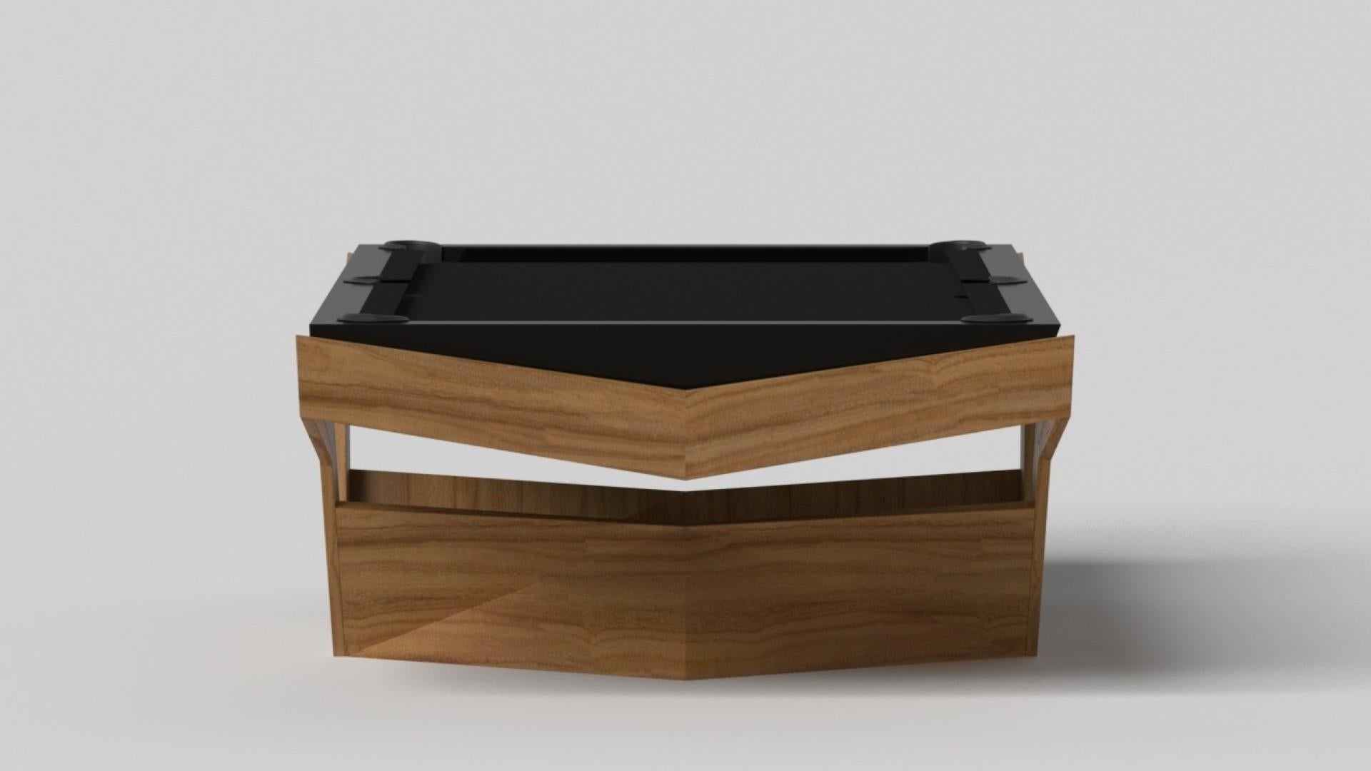 Modern Elevate Customs Enzo Pool Table / Solid Teak Wood in 9' - Made in USA For Sale