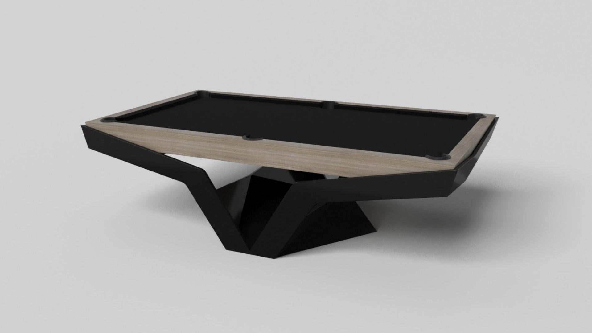 Le billard Enzo s'inspire des angles aérodynamiques des véhicules européens haut de gamme. Conçue avec des lignes épurées en forme de V et une utilisation réfléchie de l'espace négatif, cette table affiche un esprit énergique tout en incarnant