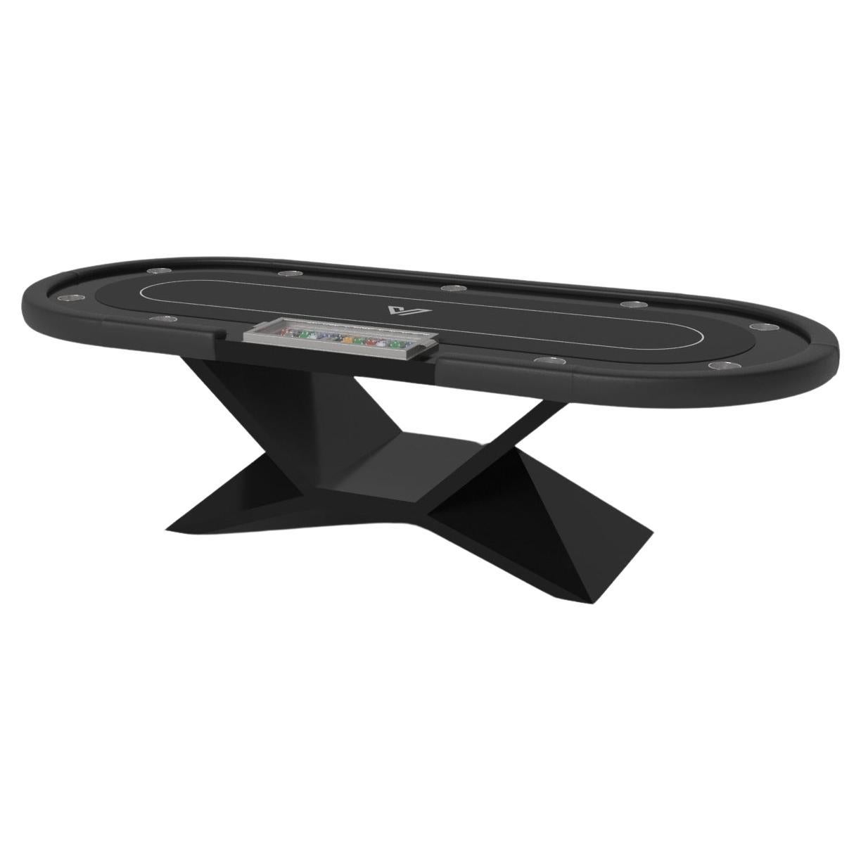 Elevate Customs Kors Poker Tables/Solid Pantone Black Color in 8'8" -Made in USA