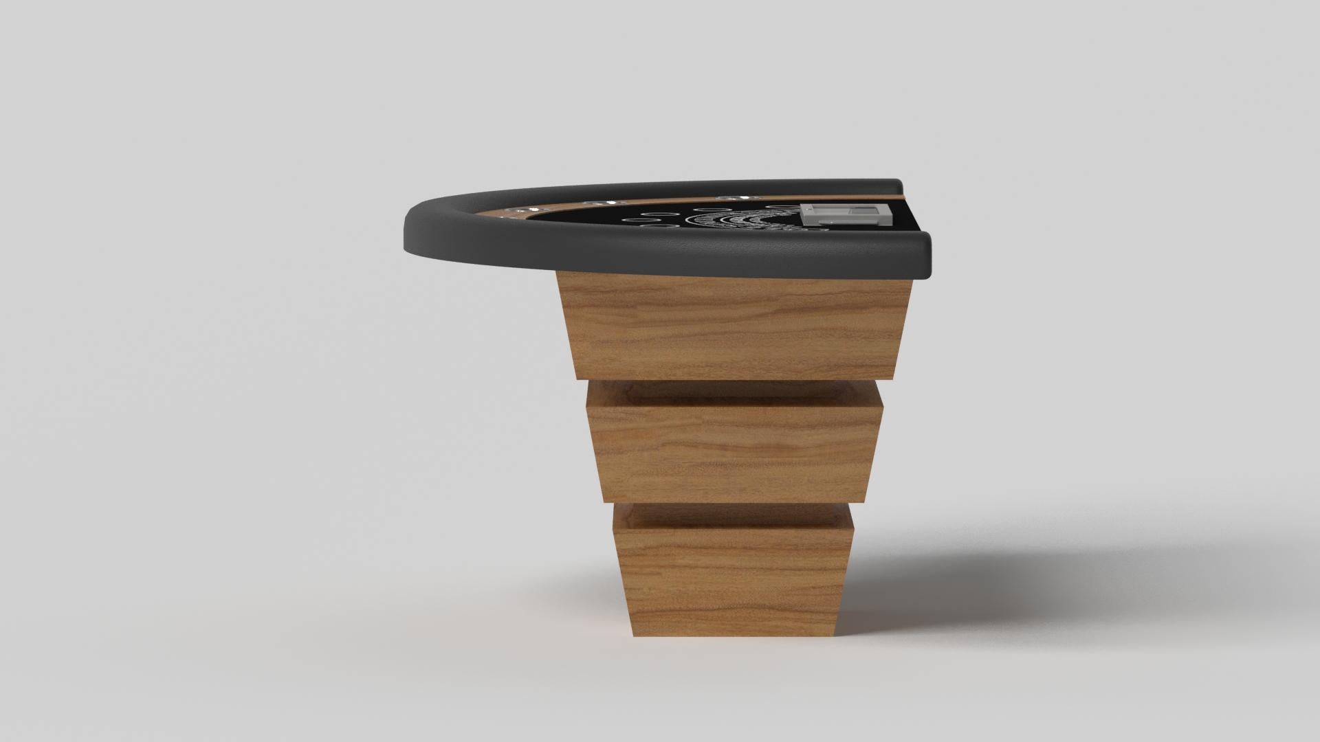 Modern Elevate Customs Louve Black Jack Tables / Solid Teak Wood in 7'4