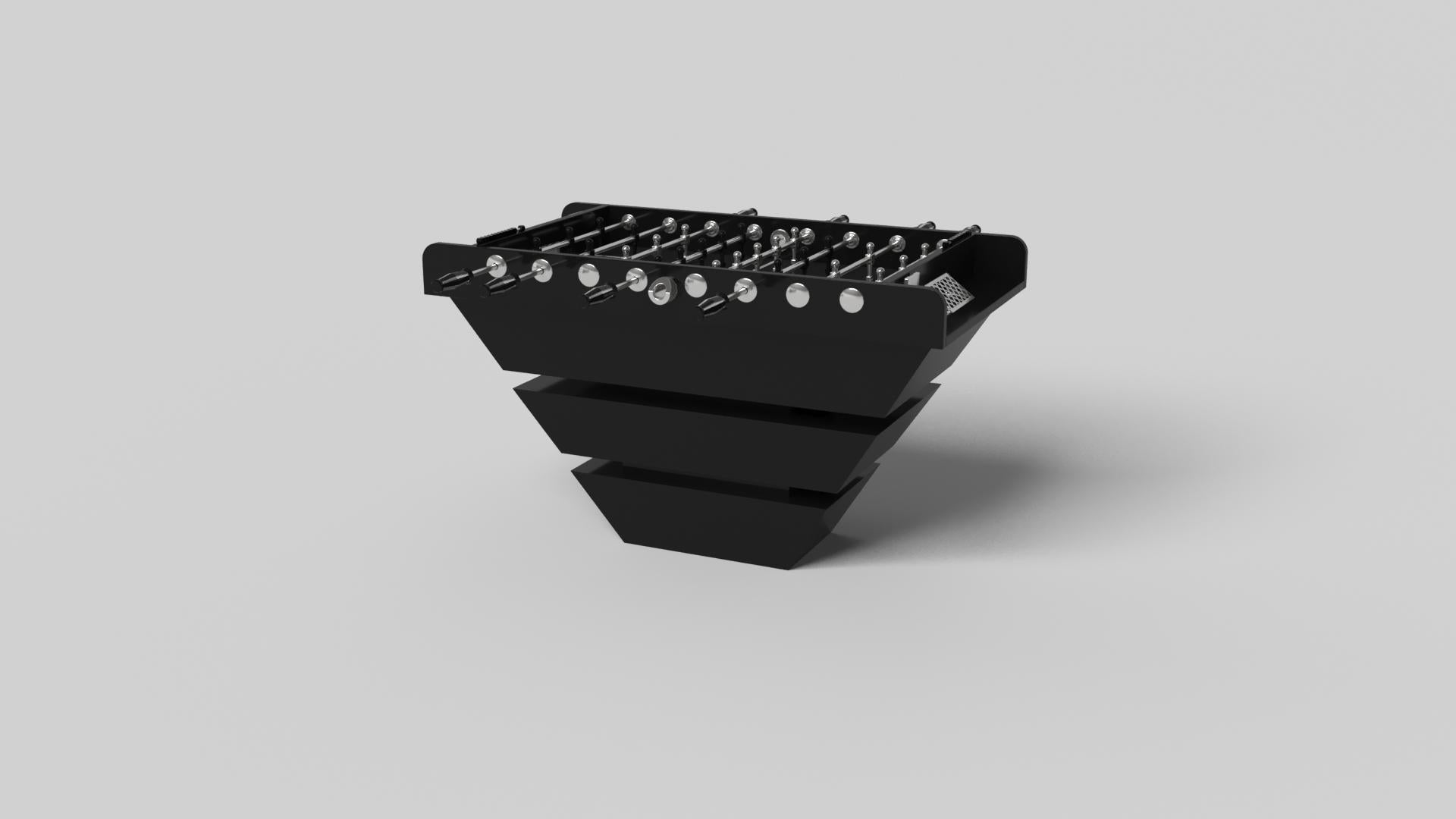 Three solid pieces of metal seemingly float around a concealed center base, making the Louve foosball table in chrome one of our most mind-bending designs. Crafted from durable metal and detailed with a regulation top, this contemporary game table