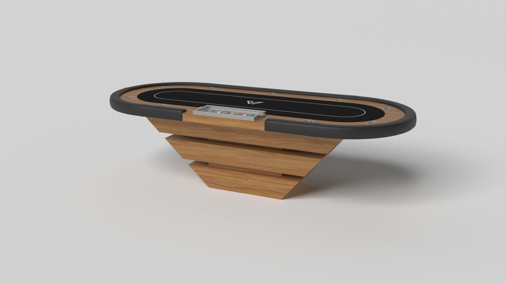 Three solid pieces of metal seemingly float around a concealed center base, making the Louve poker table in chrome one of our most mind-bending designs. Crafted from durable metal and detailed with a regulation top, this contemporary game table