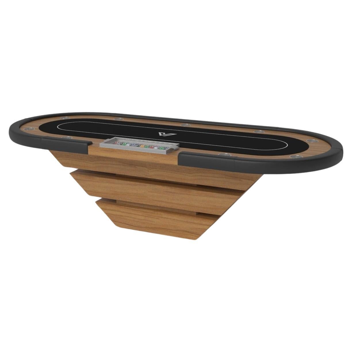 Elevate Customs Louve Poker Tables / Solid Teak Wood in 8'8" - Made in USA For Sale