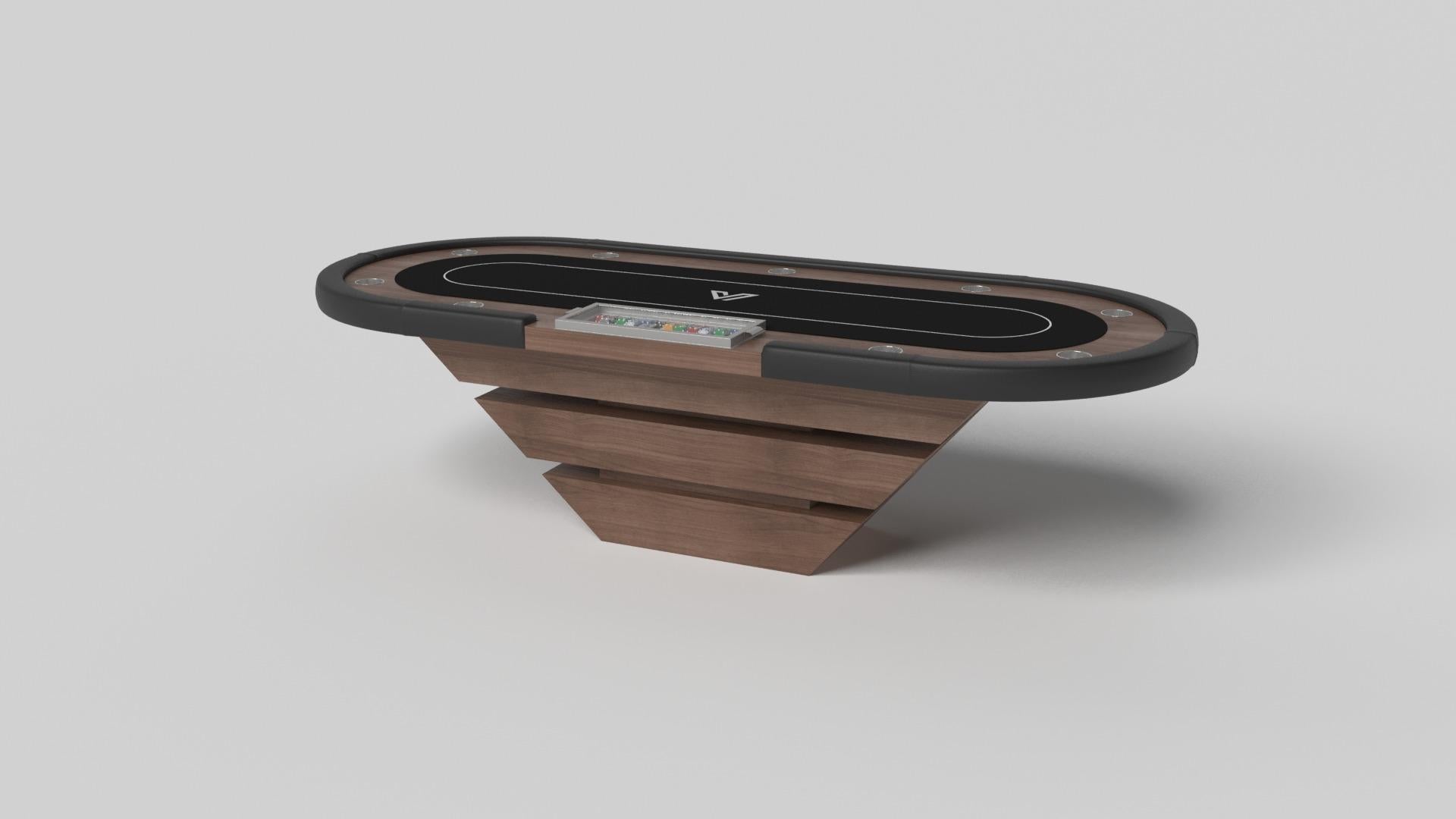 Three solid pieces of metal seemingly float around a concealed center base, making the Louve poker table in chrome one of our most mind-bending designs. Crafted from durable metal and detailed with a regulation top, this contemporary game table
