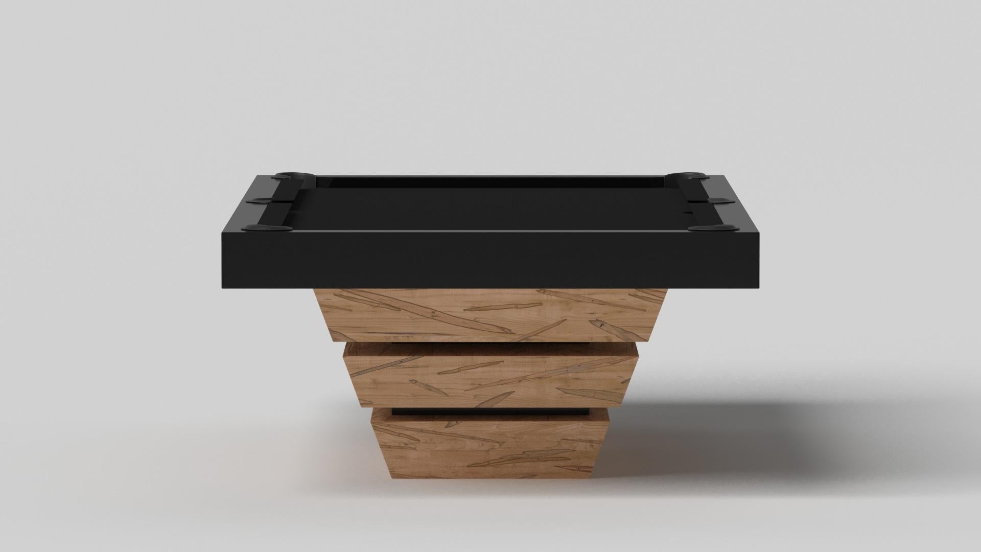 Modern Elevate Customs Louve Pool Table / Solid Curly Maple Wood in 9' - Made in USA For Sale