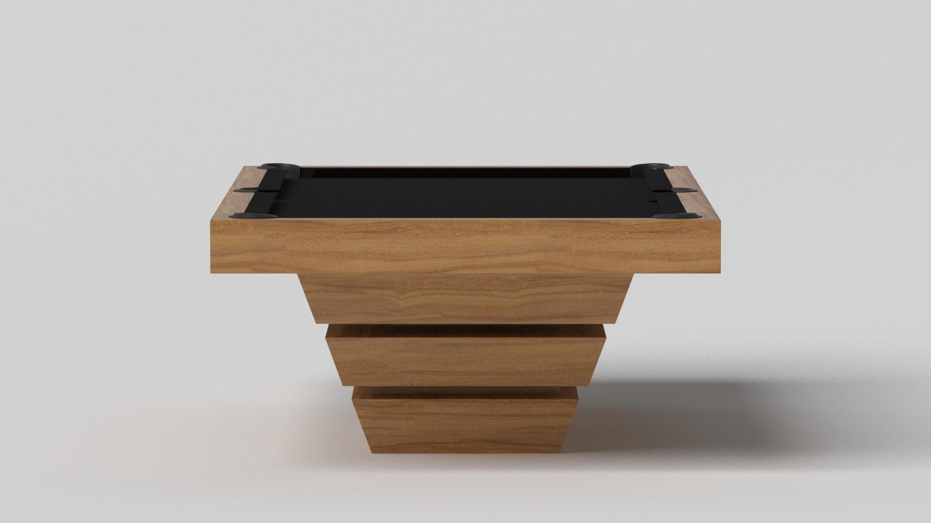 Modern Elevate Customs Louve Pool Table / Solid Teak Wood in 8.5' - Made in USA For Sale